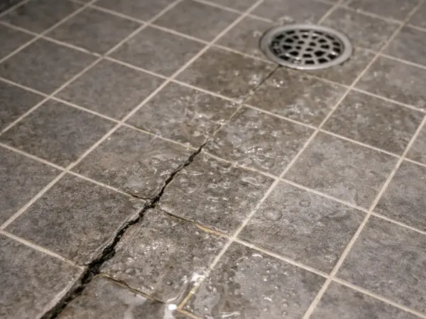 Signs your shower is leaking - damaged tiles and waterproofing failure